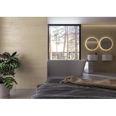 ÉCHANTILLON Terravito Bevella carreau mural - 30x75cm - rectifié - Aspect bois - Chêne mat (brun)