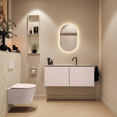 MONDIAZ TURE-DLUX Meuble toilette - 120cm - Rosee - EDEN - vasque Ostra - position centrale - 1 trou de robinet