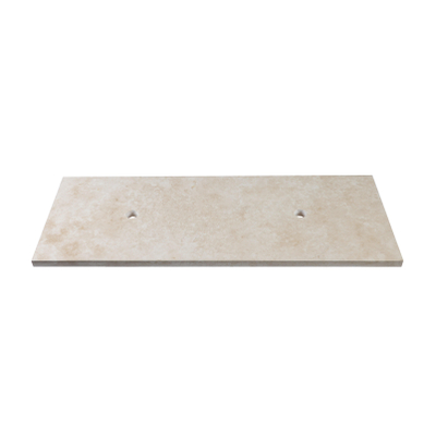 Saniclass Travertine Topblad - 120x46cm - zonder kraangaten - 2 sifon-uitsparingen - gemeleerd natuursteen
