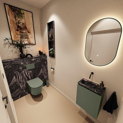 MONDIAZ TURE-DLUX 40cm toiletmeubel Army. EDEN wastafel Lava positie links. Zonder kraangat.