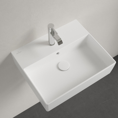 Villeroy & Boch memento 2.0 wastafel - voor handdoekhouders - 50x42cm - met overloop - 1 kraangat CeramicPlus - Stone White (mat wit)