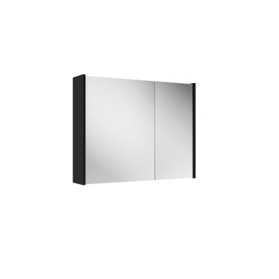 Adema Spiegelkast - 80x63x16cm - inclusief zijpanelen - mat zwart SHOWROOMMODEL