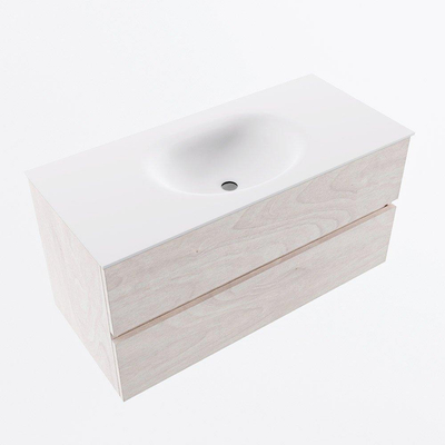 MONDIAZ VICA Badkamermeubelset - 100cm - onderkast underlayment- 2 lades - wastafel moon midden - 1 kraangat - 60cm hoge versie - talc