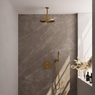 BRAUER Gold Edition inbouw regendoucheset – Ø30 cm hoofddouche – 30 cm plafondbuis – staafhanddouche – 3-weg