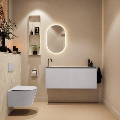 MONDIAZ TURE-DLUX Meuble toilette - 120cm - Cale - EDEN - vasque Ostra - position gauche - 1 trou de robinet