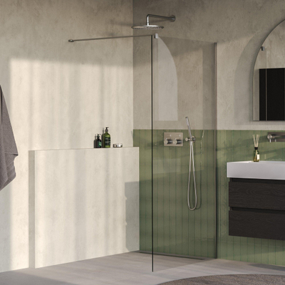 BRAUER Oblivion Inloopdouche - 100x200cm - glascoating - helder glas - Geborsteld RVS PVD