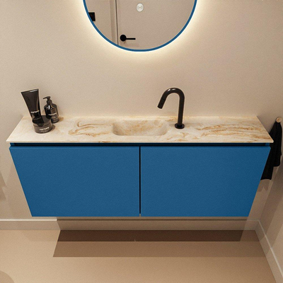 MONDIAZ TURE-DLUX 120cm toiletmeubel Jeans. EDEN wastafel Frappe positie midden. Met 1 kraangat.