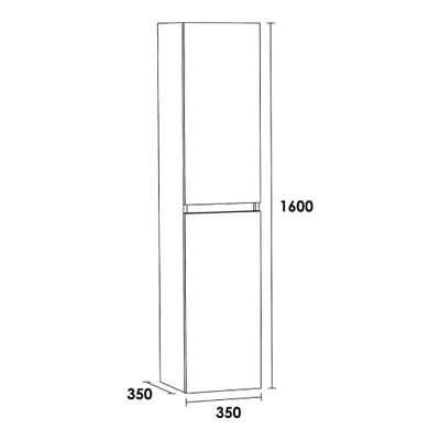 BRAUER Solution Badkamerkast - 160x35x35cm - 2 greeploze links- rechtsdraaiende deur - MFC - Birch
