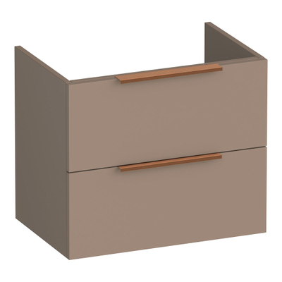 BRAUER Elevate meuble sous-lavabo peu profond 60 sans poignées rapportées 2 tiroirs à fermeture douce et 1 découpe pour siphon - moka mat