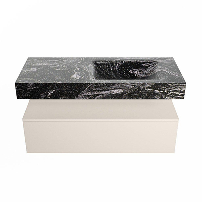 MONDIAZ ALAN - DLUX Ensemble de meuble de salle de bains - 110cm - meuble bas - Linen - 1 tiroir - lavabo suspendu - vasque à droite - 0 trous de robinet - Lava