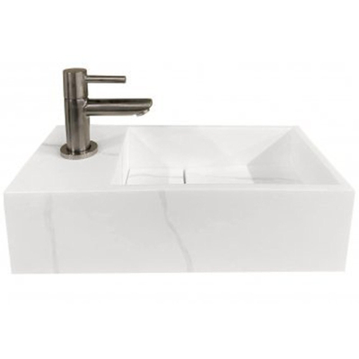 Wiesbaden Noble lave mains guache Solid surface 36x18x10cm marbre blanc