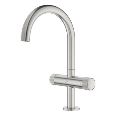 Grohe Atrio private collection Mitigeur lavabo L size avec bouton Supersteel