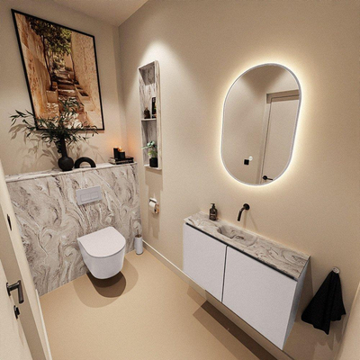MONDIAZ TURE-DLUX 80cm toiletmeubel Cale. EDEN wastafel Glace positie midden. Zonder kraangat.