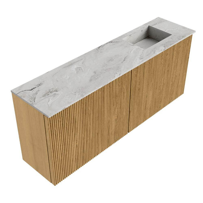 Mondiaz JOYA-DLUX Meuble de toilette 100cm - couleur Chêne - Vasque FAYE position Droite 1 trou de robinet couleur Glace