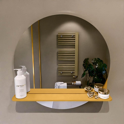 Mondiaz SPOT spiegel – Ø60 cm – met planchet – Ocher (geel)