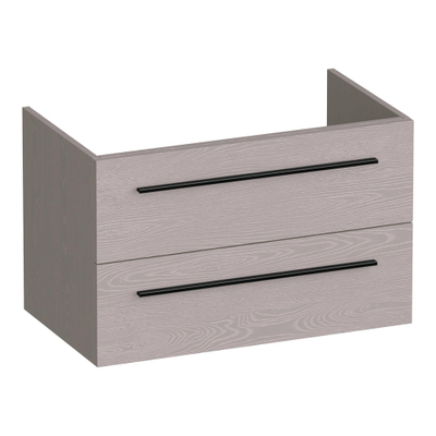 BRAUER Trust meuble sous-lavabo 80 sans poignées rapportées 2 tiroirs softclose et 1 découpe pour siphon - Timber Greige