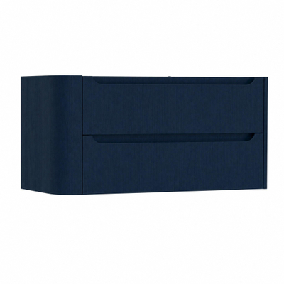 H&R Badmeubelen Juice Meuble sous vasque - 100x45x50cm - coin gauche arrondi - 2 tiroirs - poignée intégrée - chêne bleu