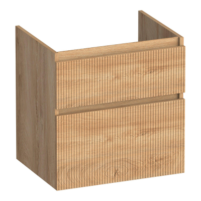 BRAUER Delight Wavy wastafelonderkast 60 2 softclose lades - greeploos - 1 sifon uitsparing - Forest Tan