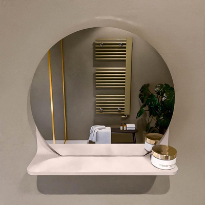 Mondiaz SPOT Badkamerspiegel - rond 40cm - spiegelplanchet - kleur Rosee