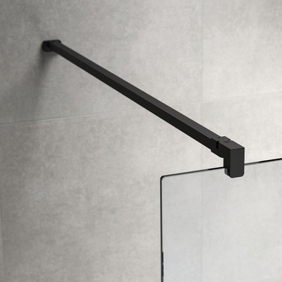 Sealskin Pure Paroi de douche à l''italienne - 90x200cm - verre transparent - 8mm - traitement anticalcaire - noir mat