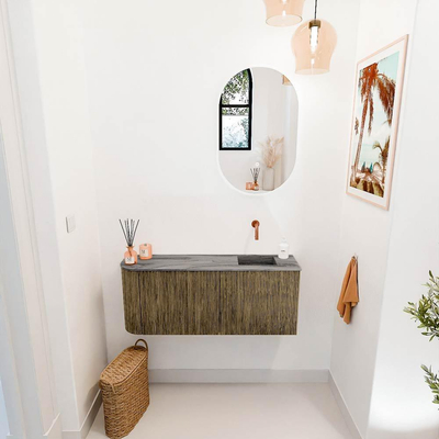 Mondiaz JOYA-DLUX 101.6cm toiletmeubel - ronding links kleur Dusk - Wastafel FAYE positie Rechts Zonder kraangat kleur Sombra.