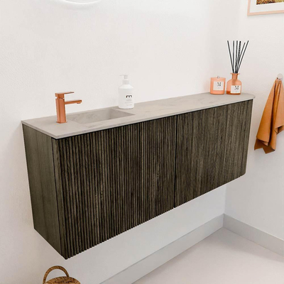 Mondiaz JOYA-DLUX 111.6cm toiletmeubel - ronding rechts kleur Shadow - Wastafel FAYE positie Links 1 kraangat kleur Opalo.