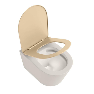 MONDIAZ LAVIE wandclosetpack - 36x53cm - diepspoel - rimless - Linen (offwhite) - softclose - quick-release - toiletzitting - Sand (beige)