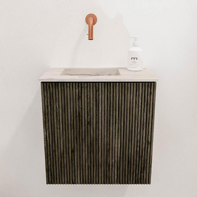 Mondiaz JOYA-DLUX 40cm toiletmeubel - kleur Shadow - Wastafel FAYE positie Links Zonder kraangat kleur Nata.