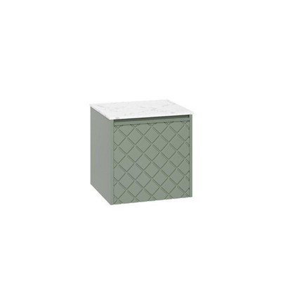 Crosswater Vergo ensemble de meubles de salle de bain - 49.8x47.6x45.5cm - plan vasque effet marbre - 1 tiroir - vert sauge
