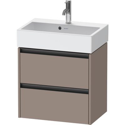 Duravit Ketho.2 Wastafelonderbouwkast - met 2 laden - 58.4x39x54.9cm - met grepen antracietbasalt - mat basalt (zwart)