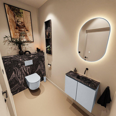 MONDIAZ TURE-DLUX Meuble toilette - 60cm - Clay - EDEN - vasque Lava - position droite - sans trou de robinet