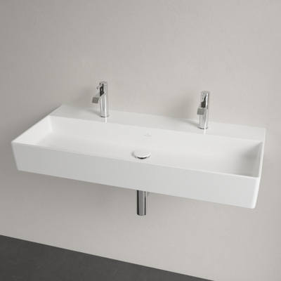 Villeroy & Boch memento 2.0 wastafel onderzijde - geslepen - 100x47cm - zonder overloop - 2 kraangaten CeramicPlus - White Alpine (glans wit)