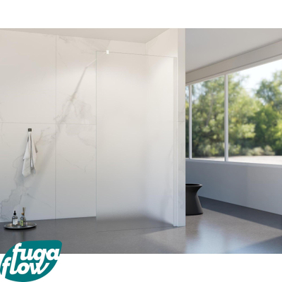 FugaFlow Eccelente Vetro douche à l'italienne salle de bain - 160x200cm - verre mat - bras mural - blanc mat