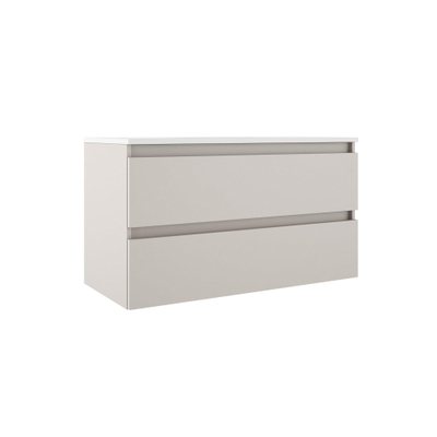 Saniclass Chaci Meuble-bas de salle de bains - 100cm - 2 tiroirs - sans poignée - coton mat (beige)