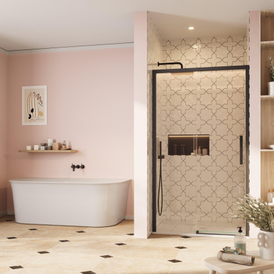 Crosswater Asura Porte coulissante - 8mm - 170cm - noir mat