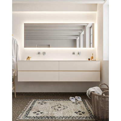 Mondiaz VICA ensemble de meuble de salle de bain - 200cm - meuble sous-vasque lin - 4 tiroirs - lavabo lune double - sans trou de robinet - version XL 60cm de haut