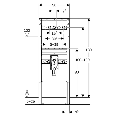 Geberit Duofix lavabo 130cm robinet mural et siphon encastré