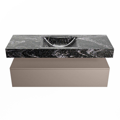 Mondiaz ALAN-DLUX Ensemble de meuble - 130cm - meuble Smoke mat - 1 tiroir - Lavabo Cloud Lava suspendu - vasque Centre - 1 trou de robinet