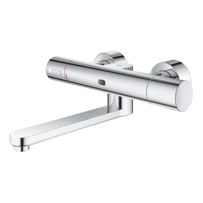 Grohe Eurosmart Cosmopolitan E Wandkraan - thermostatisch - met uitloop - met infrarood - met koppelingen - met batterij 6V - chroom