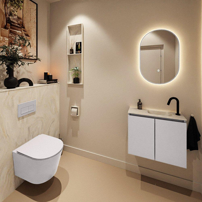 MONDIAZ TURE-DLUX Meuble toilette - 60cm - Cale - EDEN - vasque Ostra - position droite - 1 trou de robinet