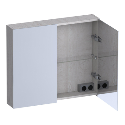 BRAUER Impress spiegelkast – 80x70x15 cm – 2 deuren, dubbelzijdige spiegeldeuren – Forest Seashell
