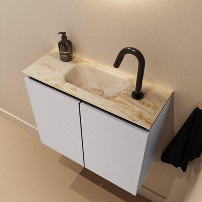 MONDIAZ TURE-DLUX Meuble toilette - 60cm - Cale - EDEN - vasque Frappe - position centrale - 1 trou de robinet