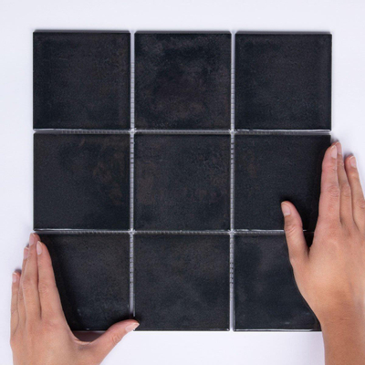 La Mosaic Factory Kasba carreau mosaïque - 30x30cm - carrelage mural - Carré - Porcelaine Noir brillant