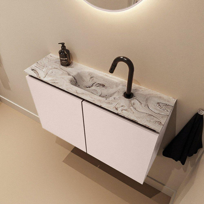 MONDIAZ TURE-DLUX 80cm toiletmeubel Rosee. EDEN wastafel Glace positie midden. Met 1 kraangat.