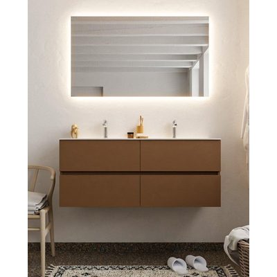 MONDIAZ VICA Ensemble de meuble salle de bain - 120cm - 4 tiroirs - lavabo Cloud double - 2 trous de robinet - solid surface rouille