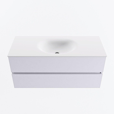 Mondiaz VICA Ensemble de meubles de salle de bains - 110cm - cale - 2 tiroirs - Lavabo MOON - au milieu - 1 trou de robinet - couleur talc - Version XL 60cm de haut