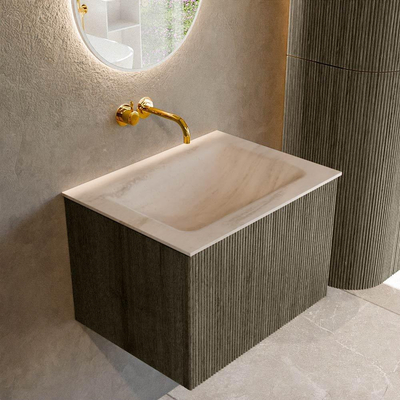 MONDIAZ KURVE-DLUX Meuble de salle de bains 60 cm couleur Shadow avec 1 tiroir et 0 porte. Lavabo CLOUD Central sans trou de robinet Meli.
