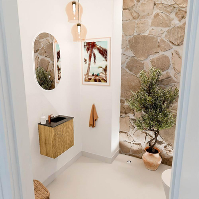 Mondiaz JOYA-DLUX Meuble de toilette 40cm - couleur Oak - Lavabo FAYE position Droite 1 trou de robinet couleur Lava.