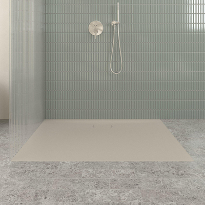 Villeroy & Boch Ecora douchebak - 120x90x3.5cm - afvoer lange zijde - almond (beige)