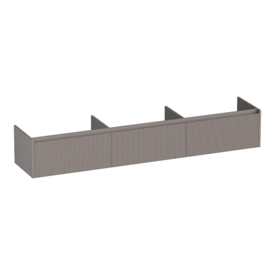 BRAUER Embrace Wavy wastafelonderkast 220 met 3 softclose lades - greeploos - 0 sifon uitsparingen - mat taupe